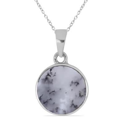 BUY 925 SILVER WITH DENDRITIC AGATE GEMSTONE SINGLE STONE PENDANT